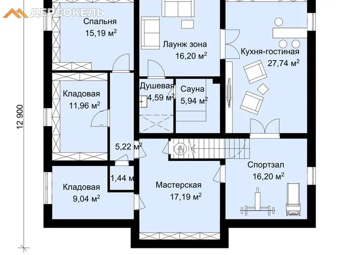 Трехэтажный дом из газобетонных блоков DS-1352
