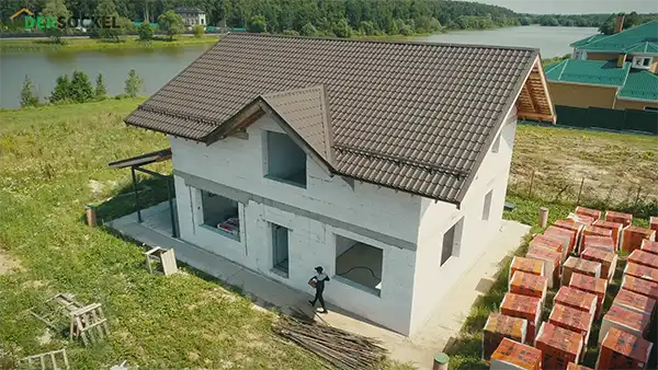 Обзор построенного двухэтажного дома из газобетона, Голубино, МО