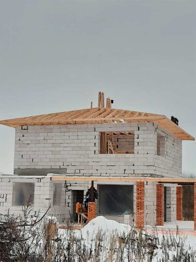 Строительство двухэтажного дома, Кузнецовское, МО